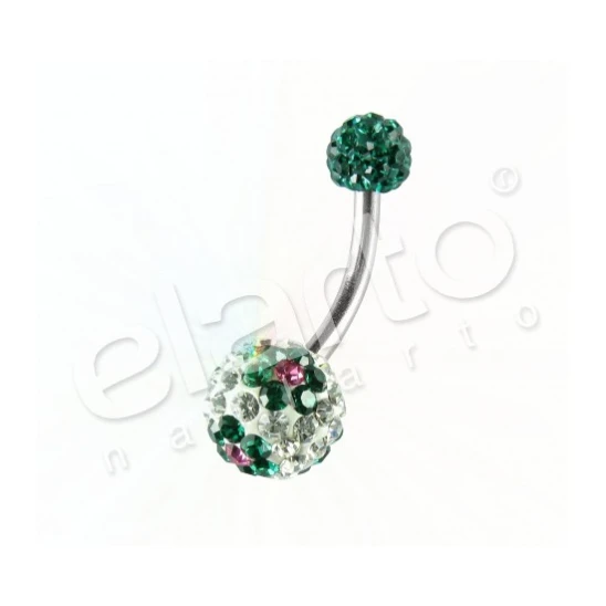 Kolczyk do pępka - kwiat w kolorze Emerald